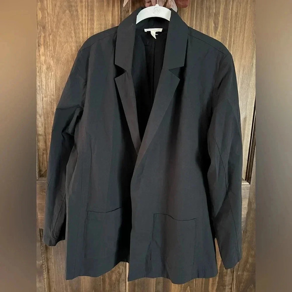 Eileen Fisher Washed Organic Cotton Poplin Blazer black large - Picture 7 of 7